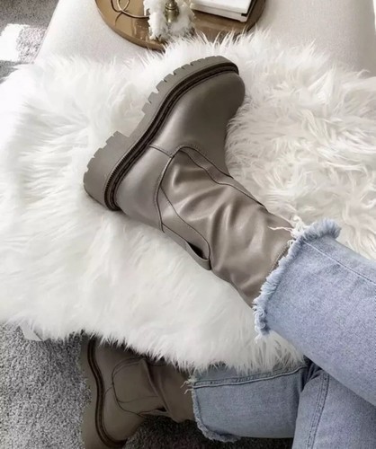 Boots chunky greige ankle - h&m,