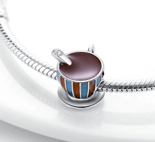 Hot Chocolate Coffee Charm Mug Love Gift Wife Genuine Spoon Sterling Silver 925