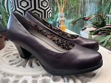 BNWOT HOTTER ANGELICA DUAL WIDTH AUBERGINE REAL LEATHER COURT SHOES. SIZE UK 4.