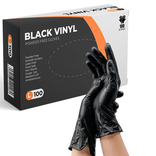 Black vinyl gloves 100 - black, count
