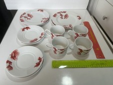 Royal Worcester - Red Peony- 4 cups 4 saucers and 4 side plates 