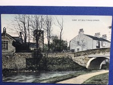 AT  BOLTON LE SANDS Postcard ,Canal with BOYS SCHOOL & HILL CROFT GUEST H. Early