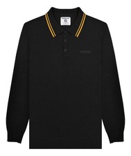 Mens Lambretta Smart Casual Knitted MOD Long Sleeve Tipped Polo Sizes M to 4XL