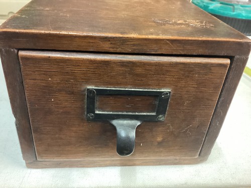 Vintage oak index card drawer - oak,