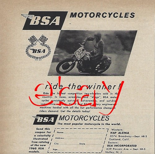 1960 bsa motorcycle print - motorcycle,