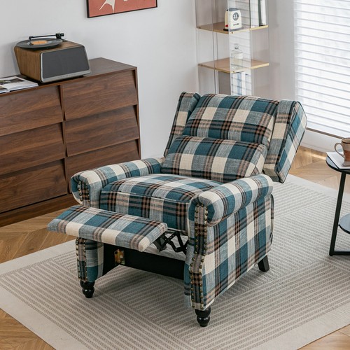 Upholstered tartan recliner - upholstered,