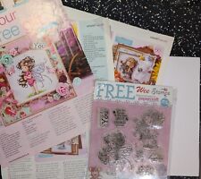 Whimsy Stamps - Wee Stamps - Fairy & Girl Holding Flowers, With Ideas Sheets