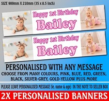 2x PERSONALISED PHOTO BANNER BANNERS BIRTHDAY CHRISTENING ANY EVENT PARTY EXPENS