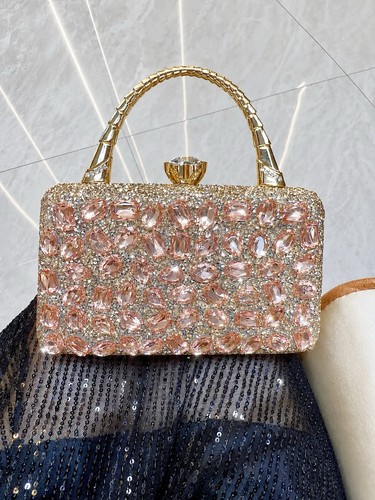 Pink crystal evening clutch - evening,