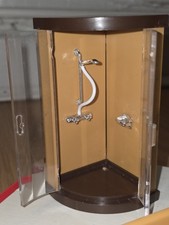 Vintage Lundby Doll House French Mustard Beige Brown Bathroom Shower Toilet Sink