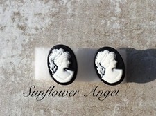 Handmade Cameo Earrings Black