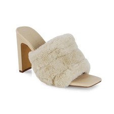 Womens High Heel Faux Fur Mule