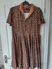 Bnwot CDR Rizzo Size 2 (16-20) Leopard Print Shirt Dress Swing Stretchy Pull On