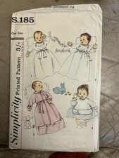 Vintage Simplicity S.185 Baby Gown Sleeping Bag Feeder Christening Robe Bib