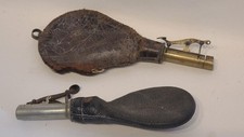 Black Powder Shot Flasks x2 Antique Muzzle Loading 1 by G & J W Hawksley
