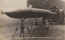 WWI Captured German Torpedo from submarine N 10, U-Boat Postcard RPPC B/W
