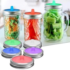 5Pcs Silicone Mason Jar Lids Kit Airlock Fermentation Lid for Sauerkraut Kimchi◈