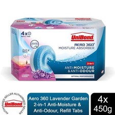 Unibond AERO 360° Moisture Absorber Lavender Garden Refill Tab, 4x450g