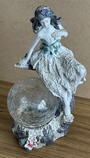 Solar Fairy Garden Ornament Crackle Globe Ball Light Outdoor Décor Statue