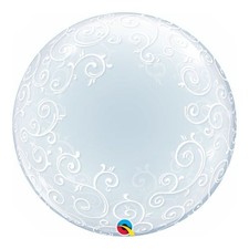 Fancy Filigree Deco Bubble Helium Qualatex Balloon 61cm / 24 in