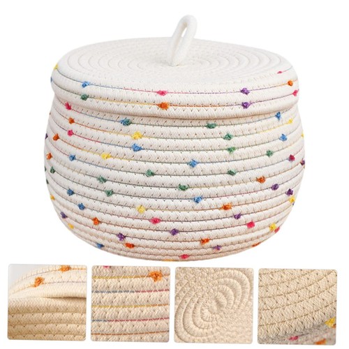 Round storage basket with lid - round,
