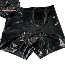 Black Mens Latex Briefs Shorts