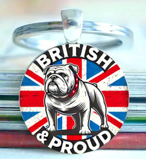 British And Proud  Bulldog Heritage Keychain - Union Jack Flag Design