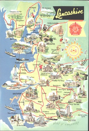 Lancashire map vintage - map,
