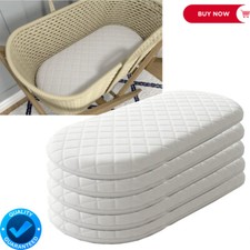 Quilted Moses Basket / Pram Mattress Soft Breathable Oval Shaped All UK Sizes