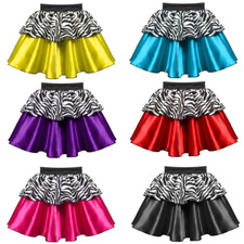 Ladies ROCKSTAR POP STAR Costume 12" SATIN and ZEBRA Skirt FANCY DRESS COSTUME