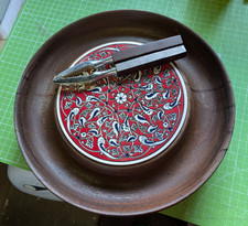 Vintage Solid Heavy Wood Serving Bowl/ Nut Dish/ Cheese Platter/ Fruit/ Xmas