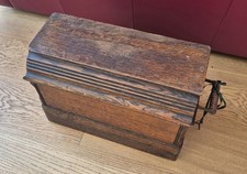 Antique wooden Singer coffin box sewing machine case and key
