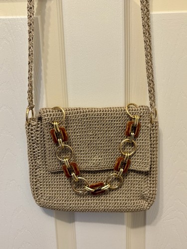 Light brown greige crochet bag - light,