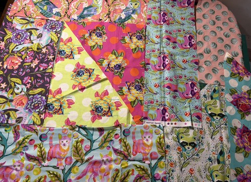 Tula pink fabric off cuts - pink,