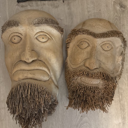 Pair hand carved bamboo - carved,