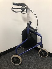 "Drive" BLUE 3-Wheel Rollator Mobility Walker - Folding, Adjustable, Brakes, Bag