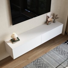 160cm TV Unit Wall Mounted Cabinet Modern White 2 Doors Wall Floating TV Stand