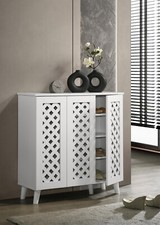 Shoe Cabinet White 3 Door Tall