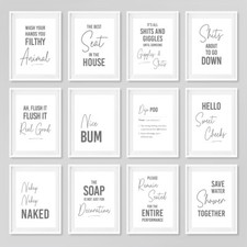 Funny Bathroom Quote Prints Typography Posters Home Wall Art Pictures Grey Decor