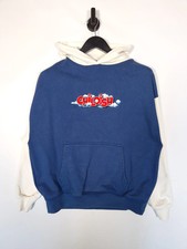 Vintage Childish Theme Park Hoodie Size XS Relaxed Fit Men's Blue Sweatshirt