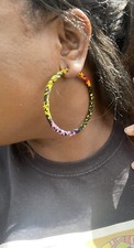 Handmade African Print Ankara Colourful Single Big Hoop Earrings - 7 Options