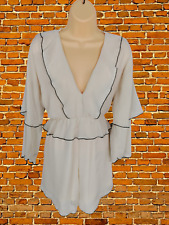 ZARA SIZE UK MEDIUM NUDE CHIFFON V NECK PEPLUM BACKLESS BLOUSON SHORT MINI DRESS