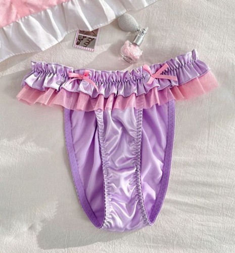 Lilac satin lace frilly - lilac,