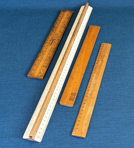 Vintage wooden engineers rules - engineers,