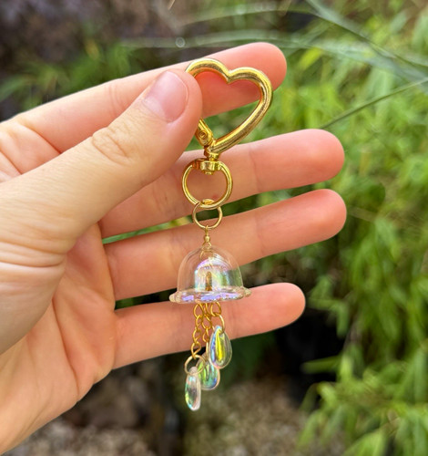 Gold heart jellyfish keyring - jellyfish, |