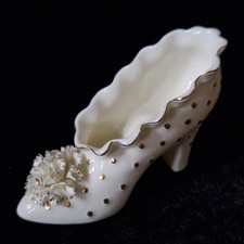 Charming Miniature Cream Coalport Shoe By Compton & Woodhouse
