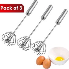 3X Egg Beater Self Turning Semi-automatic Whisk Hand Mixer Blender Kitchen Tools