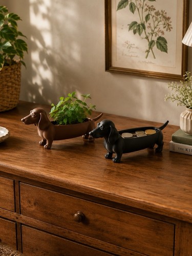 Dachshund bowl planter 1pc - -,