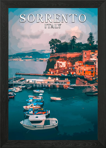 Sorrento harbor sunset framed - harbor,