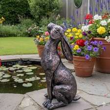 Bronze garden hare ornaments - bronze,